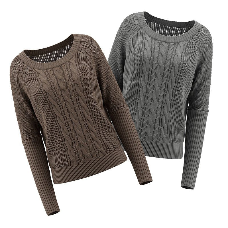 Round neck twisted flower knitted long sleeved sweater - F.MarketB42806D5BD384C528333BA54EAB37B17eproloSRound neck twisted flower knitted long sleeved sweaterRound neck twisted flower knitted long sleeved sweater