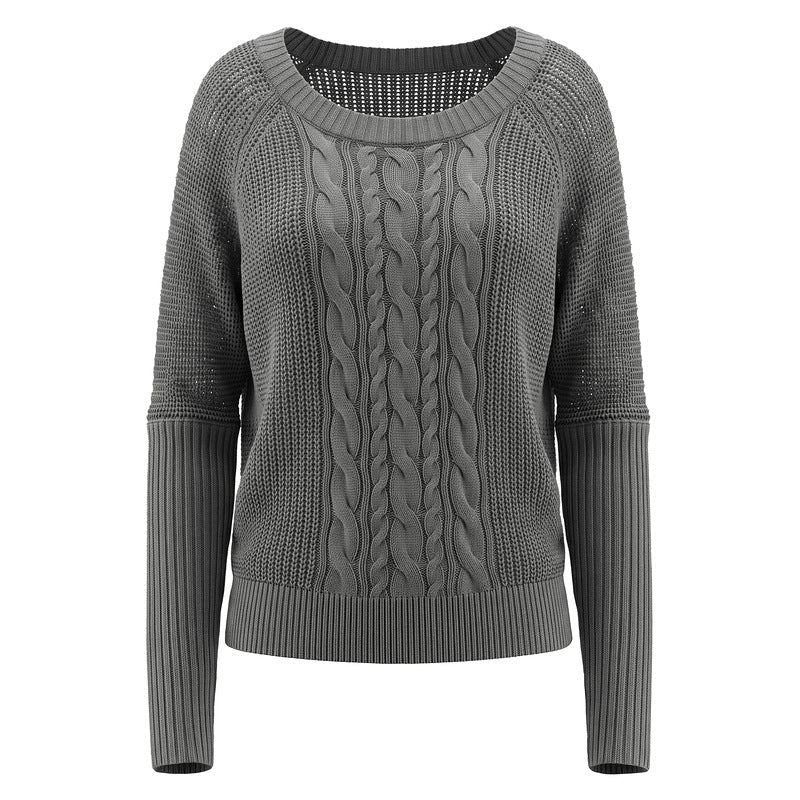 Round neck twisted flower knitted long sleeved sweater - F.MarketB42806D5BD384C528333BA54EAB37B17eproloSRound neck twisted flower knitted long sleeved sweaterRound neck twisted flower knitted long sleeved sweater