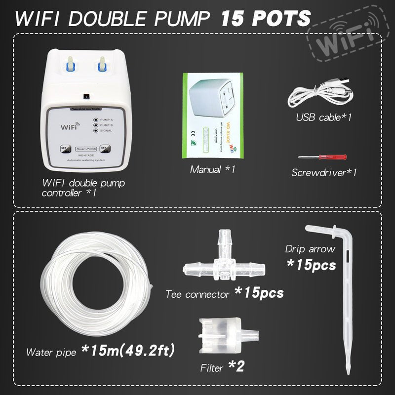 Smart WiFi Irrigation System - Dual Pump Automatic Timer Drip Kit, App Remote Control for Patio & Garden Watering - F.MarketB1E2D59246E142269406AC12481F6919eproloSmart WiFi Irrigation System - Dual Pump Automatic Timer Drip Kit, App Remote Control for Patio & Garden WateringSmart WiFi Irrigation System - Dual Pump Automatic Timer Drip Kit, App Remote Control for Patio & Garden Watering