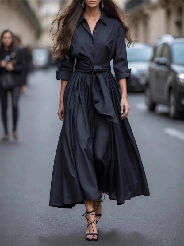 Solid color lace up POLO collar dress jacket long skirt coat - F.Market82E737577C274A3880EFA96B4C925A87eproloSSolid color lace up POLO collar dress jacket long skirt coatSolid color lace up POLO collar dress jacket long skirt coat