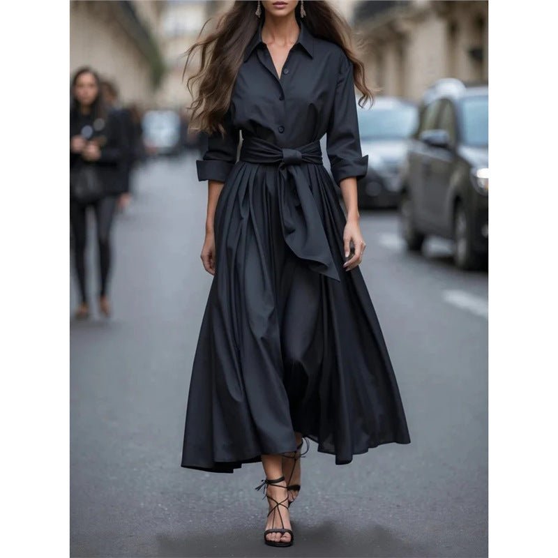 Solid color lace up POLO collar dress jacket long skirt coat - F.Market6E4B30C481AE475B883ADDB279F456C0eproloSSolid color lace up POLO collar dress jacket long skirt coatSolid color lace up POLO collar dress jacket long skirt coat