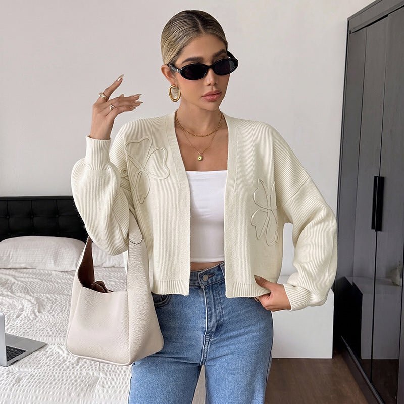 Solid color loose embroidered long sleeved cardigan sweater - F.Market1CACB2977EBF43FFA9D8324A10F81894eproloSSolid color loose embroidered long sleeved cardigan sweaterSolid color loose embroidered long sleeved cardigan sweater