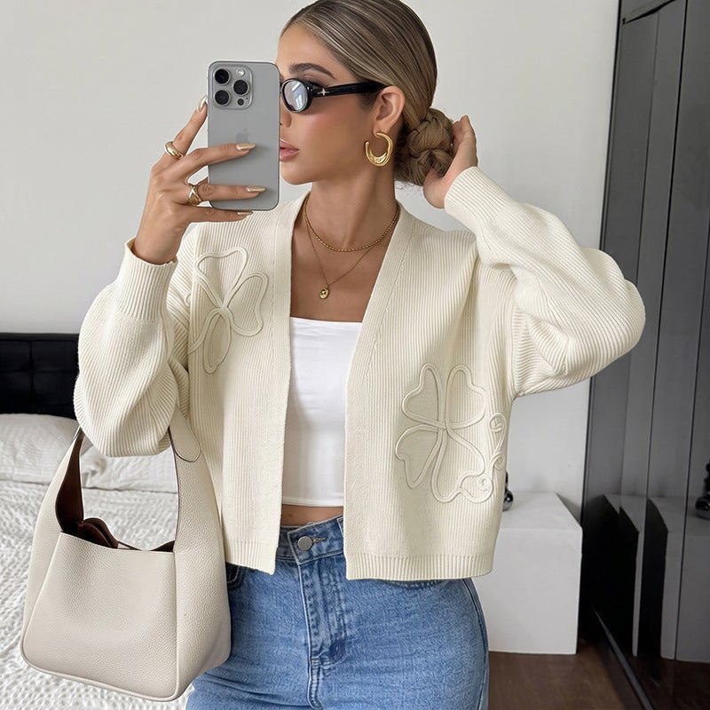 Solid color loose embroidered long sleeved cardigan sweater - F.Market1CACB2977EBF43FFA9D8324A10F81894eproloSSolid color loose embroidered long sleeved cardigan sweaterSolid color loose embroidered long sleeved cardigan sweater