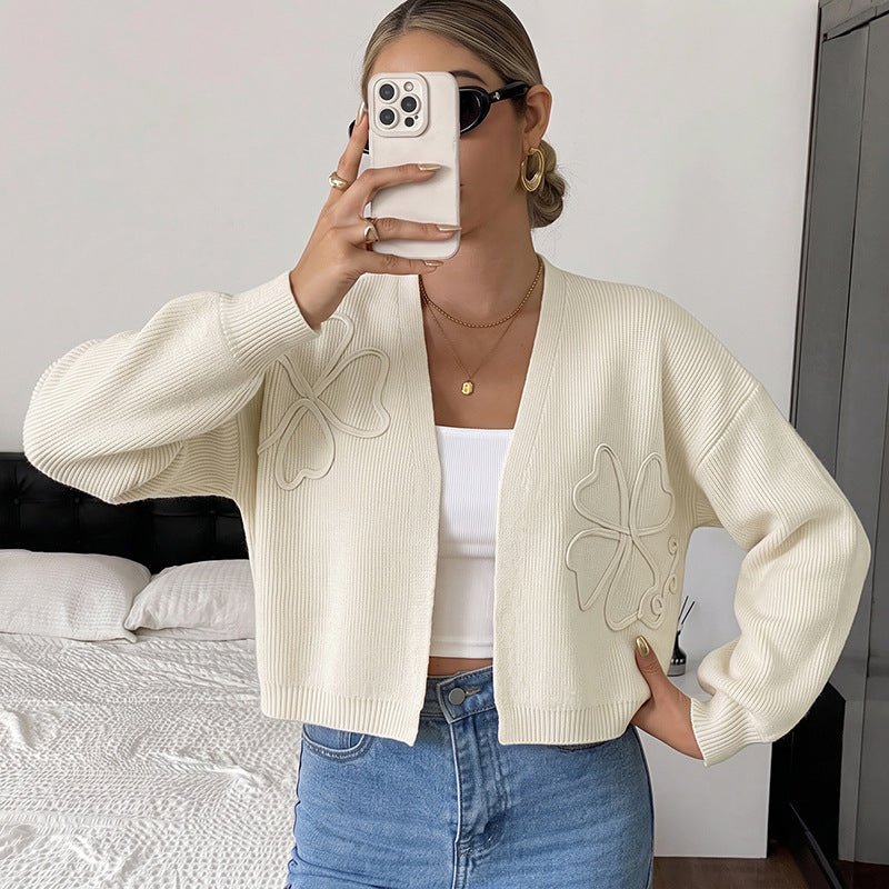 Solid color loose embroidered long sleeved cardigan sweater - F.Market1CACB2977EBF43FFA9D8324A10F81894eproloSSolid color loose embroidered long sleeved cardigan sweaterSolid color loose embroidered long sleeved cardigan sweater