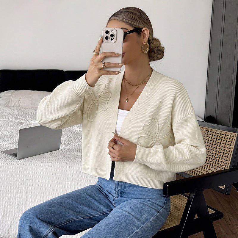 Solid color loose embroidered long sleeved cardigan sweater - F.Market1CACB2977EBF43FFA9D8324A10F81894eproloSSolid color loose embroidered long sleeved cardigan sweaterSolid color loose embroidered long sleeved cardigan sweater
