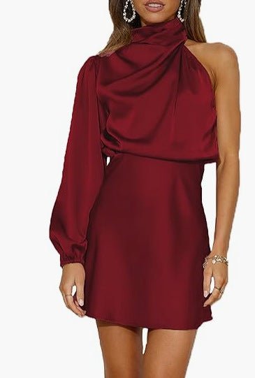 Spring 2024 Women's Satin Shoulder Long Sleeve Mini Skirt Silk Long Sleeve Crewneck Cocktail Skirt - F.MarketBurgundy / SF.MarketSSpring 2024 Women's Satin Shoulder Long Sleeve Mini Skirt Silk Long Sleeve Crewneck Cocktail SkirtSpring 2024 Women's Satin Shoulder Long Sleeve Mini Skirt Silk Long Sleeve Crewneck Cocktail Skirt