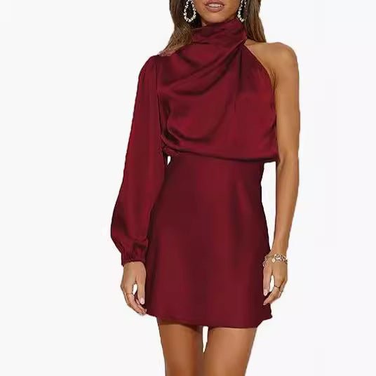 Spring 2024 Women's Satin Shoulder Long Sleeve Mini Skirt Silk Long Sleeve Crewneck Cocktail Skirt - F.MarketApricot / SF.MarketSSpring 2024 Women's Satin Shoulder Long Sleeve Mini Skirt Silk Long Sleeve Crewneck Cocktail SkirtSpring 2024 Women's Satin Shoulder Long Sleeve Mini Skirt Silk Long Sleeve Crewneck Cocktail Skirt