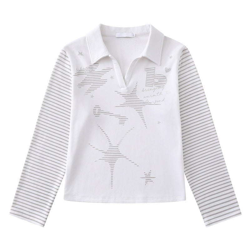 Star print polo collar long sleeved top for women - F.Market73C18A52222B41748BF05976F9EB3AD0eproloSStar print polo collar long sleeved top for womenStar print polo collar long sleeved top for women