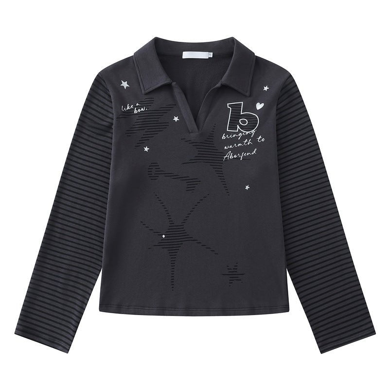 Star print polo collar long sleeved top for women - F.Market73C18A52222B41748BF05976F9EB3AD0eproloSStar print polo collar long sleeved top for womenStar print polo collar long sleeved top for women