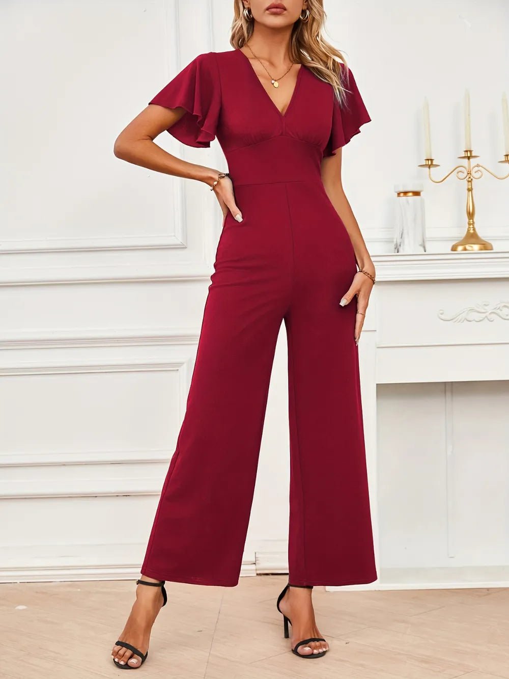 V-Neck Flutter Sleeve Jumpsuit - F.Market96E5B4728E1A496B878A2F27B0DB7E3BeproloLV-Neck Flutter Sleeve JumpsuitV-Neck Flutter Sleeve Jumpsuit