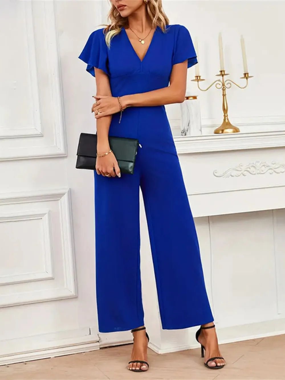 V-Neck Flutter Sleeve Jumpsuit - F.Market8EBFBB09B36D443B87631622CECD9427eproloLV-Neck Flutter Sleeve JumpsuitV-Neck Flutter Sleeve Jumpsuit