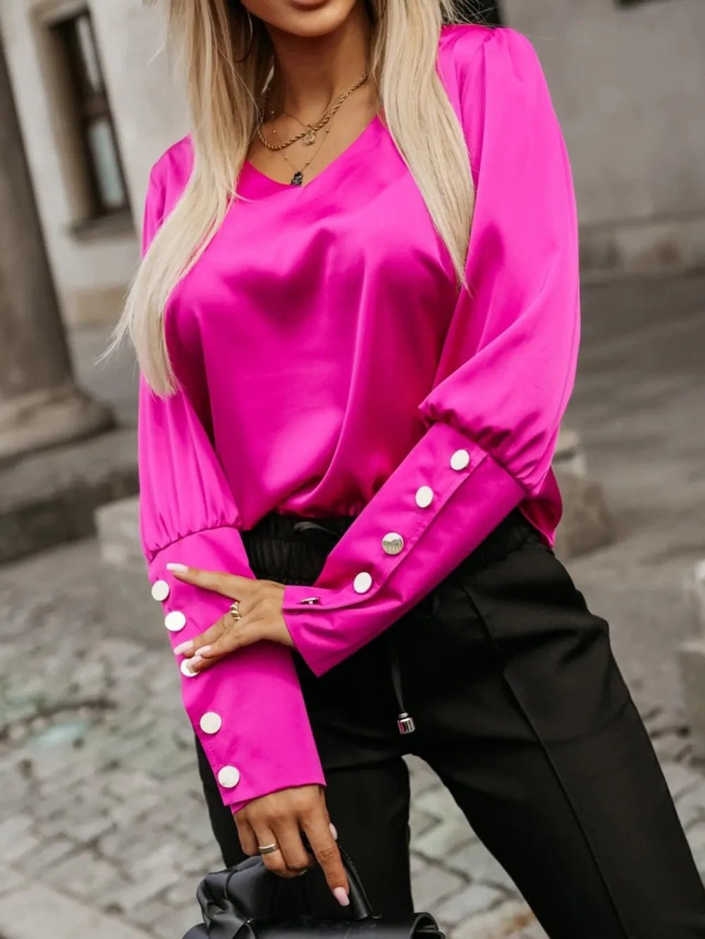 V-Neck Long Sleeve Blouse - F.Market318AFD68EF254D23A633EA3467E9B6D3eproloLV-Neck Long Sleeve BlouseV-Neck Long Sleeve Blouse