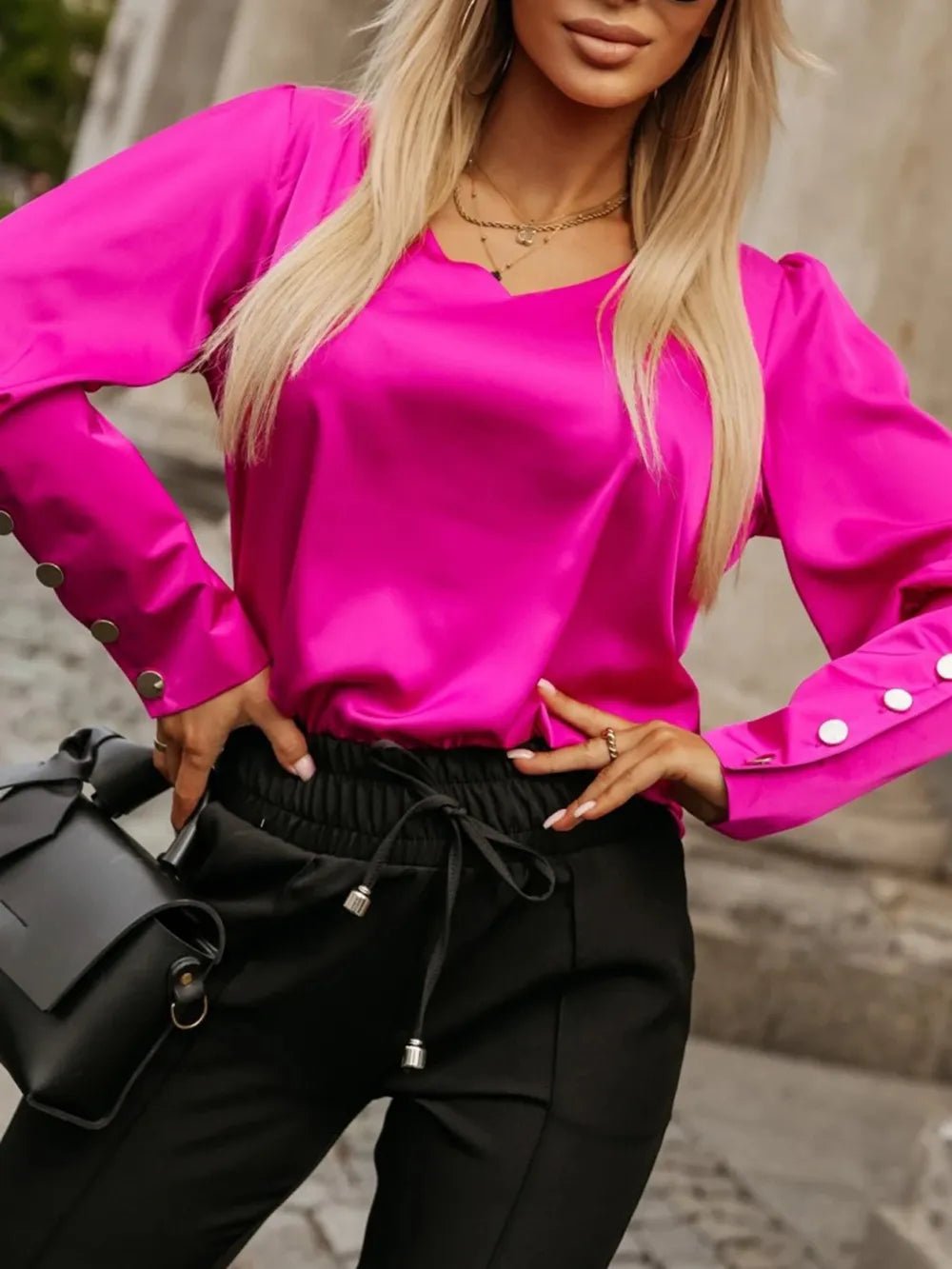 V-Neck Long Sleeve Blouse - F.Market318AFD68EF254D23A633EA3467E9B6D3eproloLV-Neck Long Sleeve BlouseV-Neck Long Sleeve Blouse