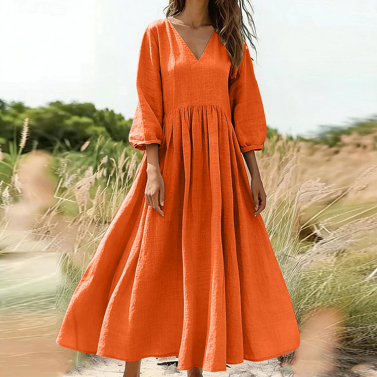V-neck pleated dress - F.MarketA85E6506D46B43FA896F9AC9171D2DECeproloSV-neck pleated dressV-neck pleated dress
