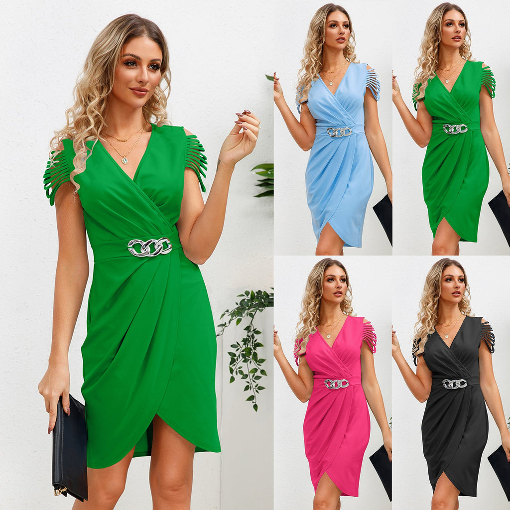 V-neck pleated waist cinched V-neck short sleeved dress - F.Market6916751FF22D4E5DA10C923037435126eproloSV-neck pleated waist cinched V-neck short sleeved dressV-neck pleated waist cinched V-neck short sleeved dress