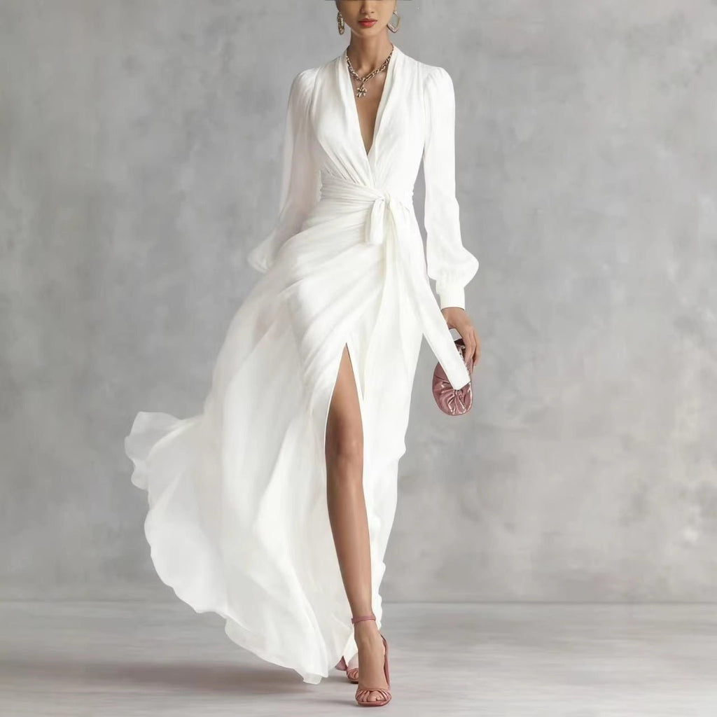 V-neck waist chiffon dress - F.Market5E97C6BC43B9417FB1BE225C0ED1D480eproloSV-neck waist chiffon dressV-neck waist chiffon dress