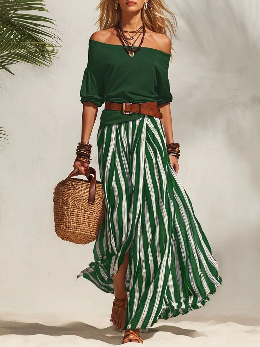 Women Multiple Colors Off Shoulder Puff Sleeve Top Vertical Stripe Flowy Maxi Skirt 2 Piece Outfit Loose Casual Vacation Set - F.Market14:771Sunflower Yellow;5:361386F.MarketMWomen Multiple Colors Off Shoulder Puff Sleeve Top Vertical Stripe Flowy Maxi Skirt 2 Piece Outfit Loose Casual Vacation SetWomen Multiple Colors Off Shoulder Puff Sleeve Top Vertical Stripe Flowy Maxi Skirt 2 Piece Outfit Loose Casual Vacation Set