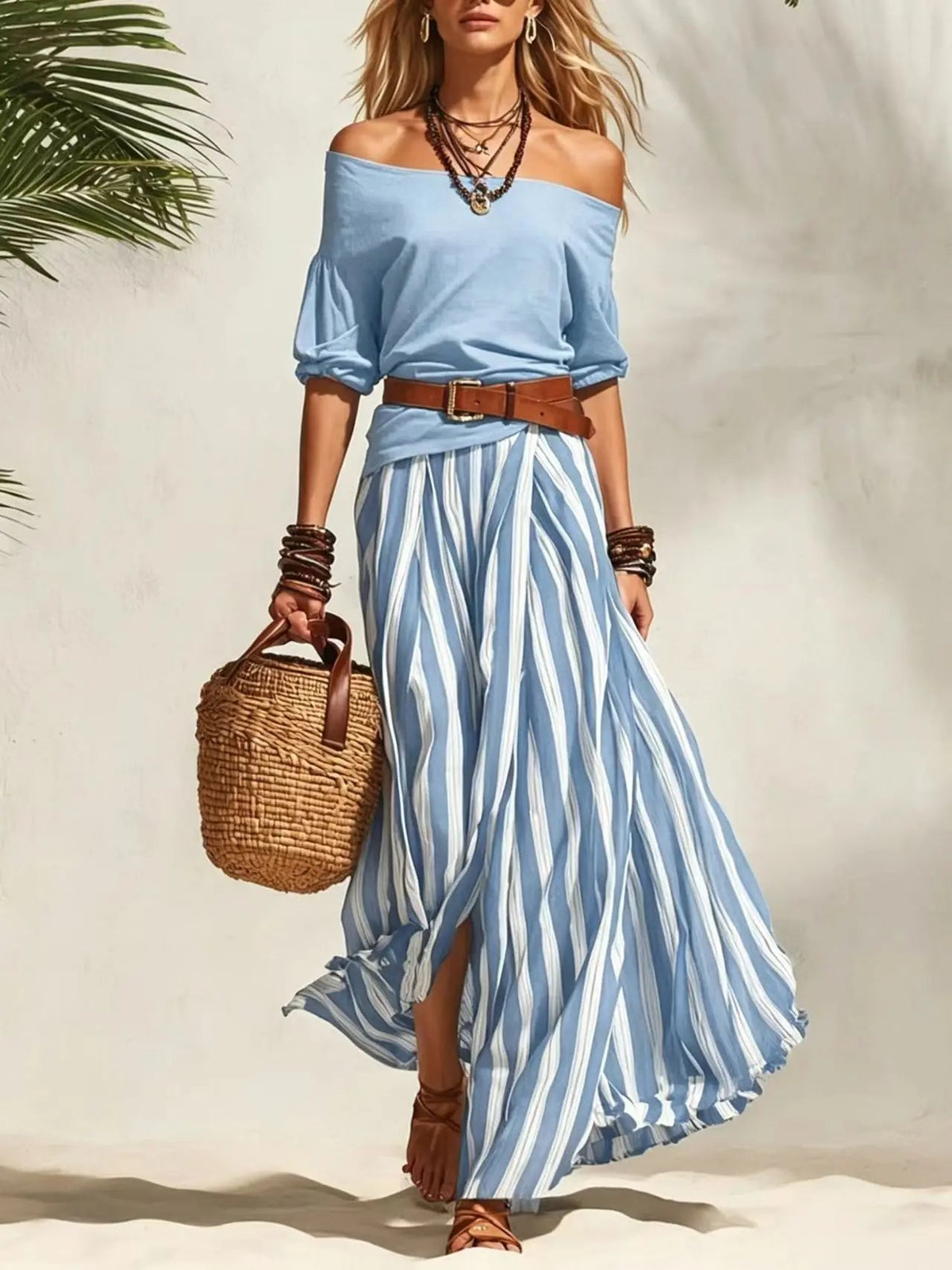 Women Multiple Colors Off Shoulder Puff Sleeve Top Vertical Stripe Flowy Maxi Skirt 2 Piece Outfit Loose Casual Vacation Set - F.Market14:771Sunflower Yellow;5:361386F.MarketMWomen Multiple Colors Off Shoulder Puff Sleeve Top Vertical Stripe Flowy Maxi Skirt 2 Piece Outfit Loose Casual Vacation SetWomen Multiple Colors Off Shoulder Puff Sleeve Top Vertical Stripe Flowy Maxi Skirt 2 Piece Outfit Loose Casual Vacation Set