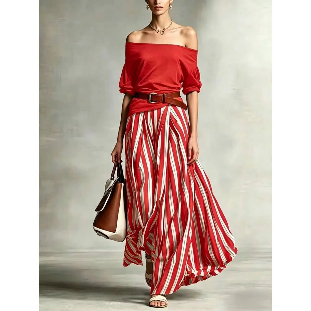 Women Multiple Colors Off Shoulder Puff Sleeve Top Vertical Stripe Flowy Maxi Skirt 2 Piece Outfit Loose Casual Vacation Set - F.Market14:771Sunflower Yellow;5:361386F.MarketMWomen Multiple Colors Off Shoulder Puff Sleeve Top Vertical Stripe Flowy Maxi Skirt 2 Piece Outfit Loose Casual Vacation SetWomen Multiple Colors Off Shoulder Puff Sleeve Top Vertical Stripe Flowy Maxi Skirt 2 Piece Outfit Loose Casual Vacation Set