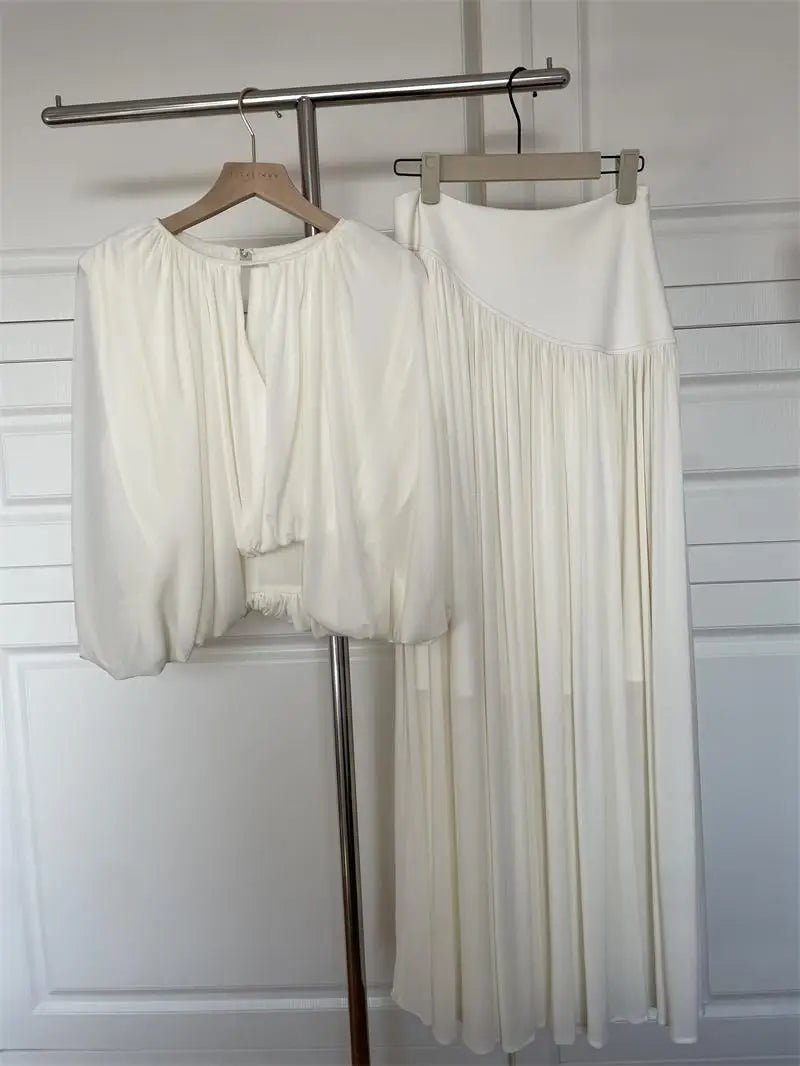 Women's Elegant Spring Summer Two Pieces Skirt Set Lady O Neck Half Sleeve Short Blouse Top + A Line Long Skirt - F.Market14:771two pieces set;5:100014064F.MarketSWomen's Elegant Spring Summer Two Pieces Skirt Set Lady O Neck Half Sleeve Short Blouse Top + A Line Long SkirtWomen's Elegant Spring Summer Two Pieces Skirt Set Lady O Neck Half Sleeve Short Blouse Top + A Line Long Skirt