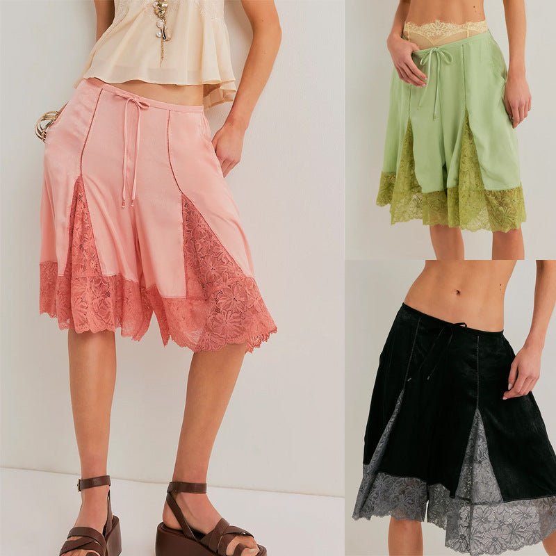 Women's Lightweight Satin Lace Sexy Trimmed Mid-Length Pants - F.Market665005FAD3234D67A9FA037A3D17506CeproloSWomen's Lightweight Satin Lace Sexy Trimmed Mid-Length PantsWomen's Lightweight Satin Lace Sexy Trimmed Mid-Length Pants