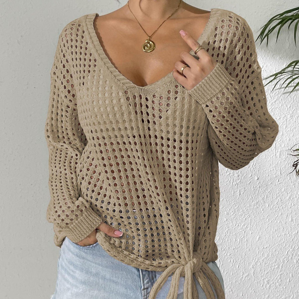 Women's V-neck hollow sweater - F.Market220F44465CCD4BCFBFCDEB3DBF9EBD2BeproloOne SizeWomen's V-neck hollow sweaterWomen's V-neck hollow sweater