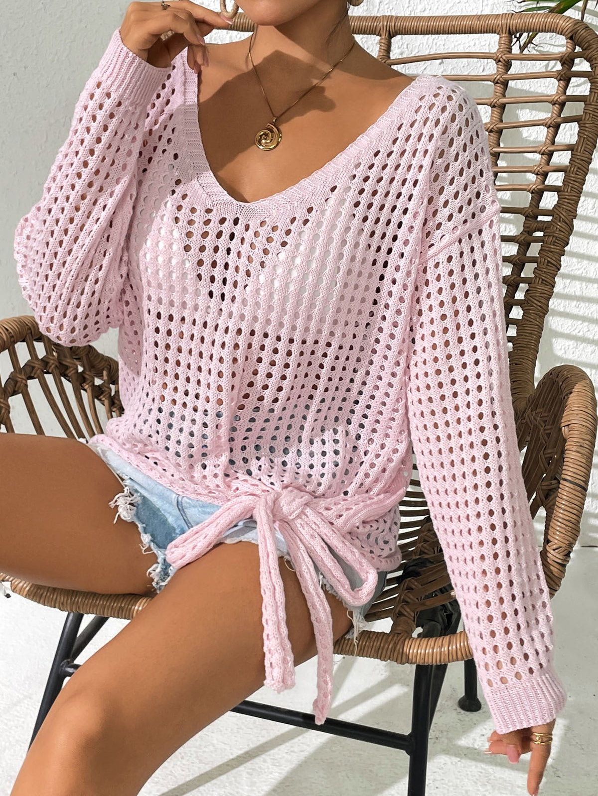 Women's V-neck hollow sweater - F.Market2066689209EE445A8E8D512601830EC6eproloOne SizeWomen's V-neck hollow sweaterWomen's V-neck hollow sweater