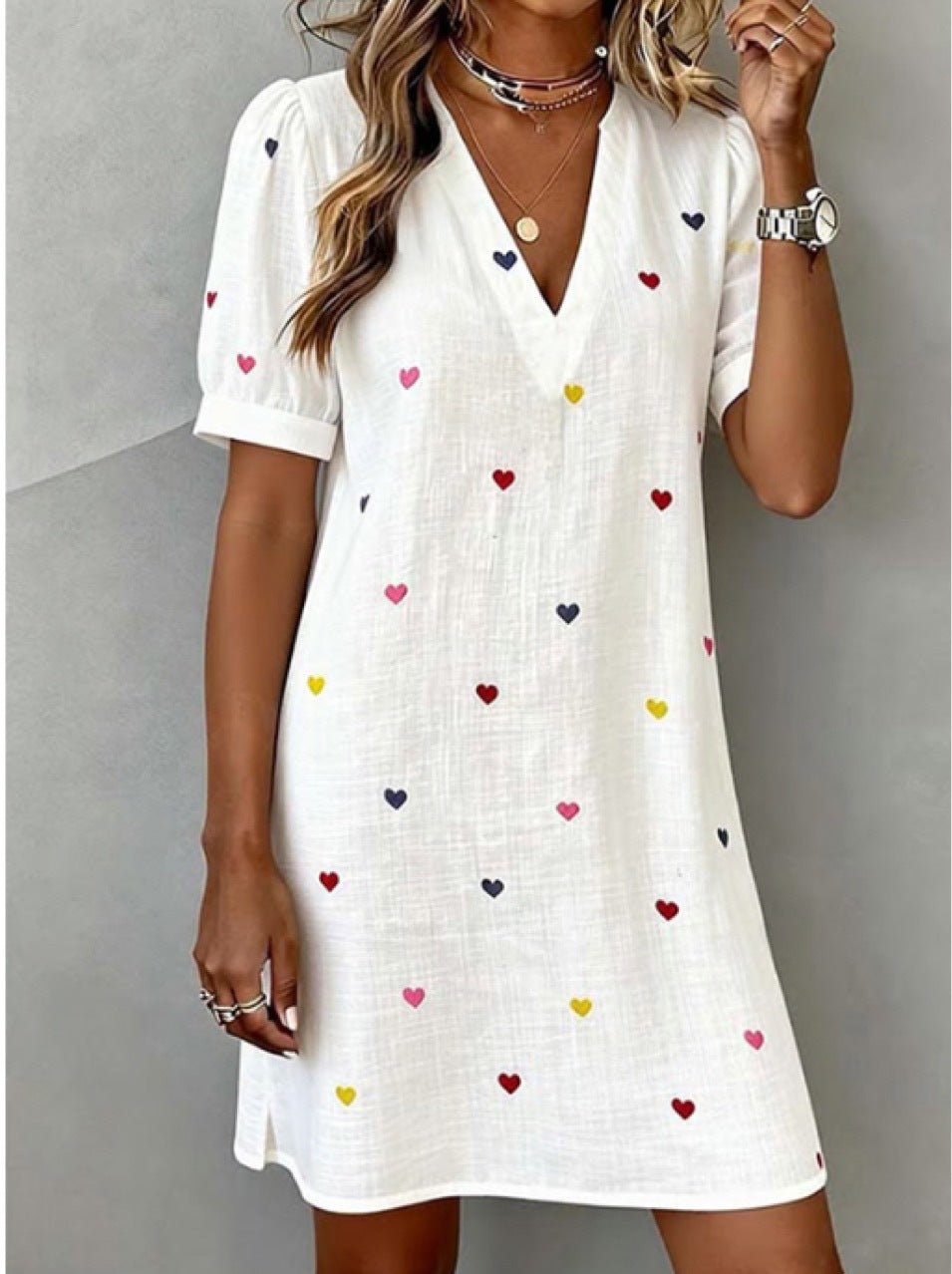 Women's V-Neck Linen-Cotton Love Heart Print Dress - F.Market37032F96D34F40539ADA29CF98B4AAD5eproloSWomen's V-Neck Linen-Cotton Love Heart Print DressWomen's V-Neck Linen-Cotton Love Heart Print Dress